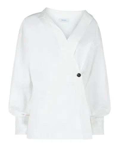 Ferragamo Asymmetric Cotton Dress Shirt In White