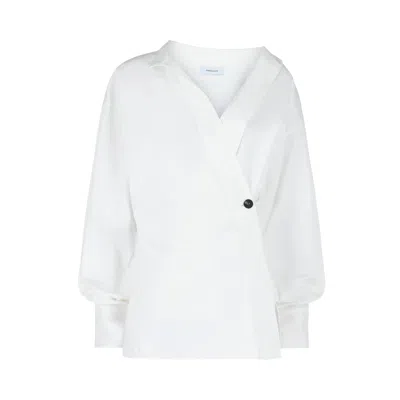 Pre-owned Ferragamo Asymmetric Cotton Dress Shirt 'white' | Women's Size 46