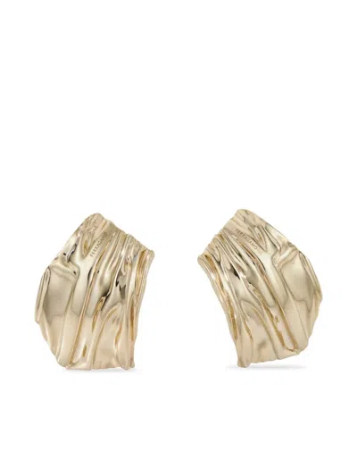 Ferragamo Asymmetric Draped Earring In Gold