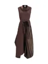 Ferragamo Asymmetric Dress Crafted From Stretch Viscose Cady In Brown