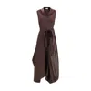 Ferragamo Women Asymmetric Dress Crafted From Stretch Viscose Cady In Brown