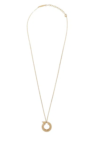 Ferragamo Asymmetric Gancini Pendant Necklace In Gold