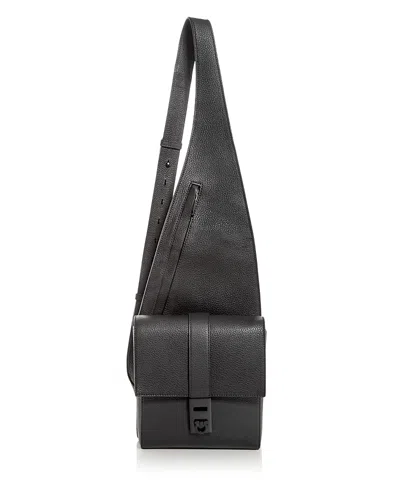 Ferragamo Asymmetric Leather Crossbody Bag In Black