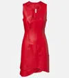 Ferragamo Asymmetric Leather Minidress In Red