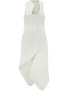 Ferragamo Asymmetric Sleeveless Stretch Crepe Dress In White