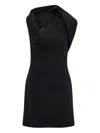 Ferragamo Asymmetric Neck Minidress In Black