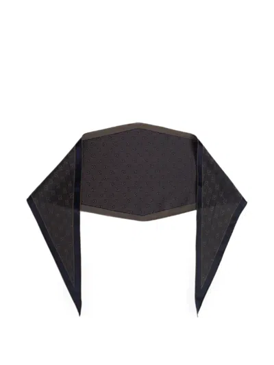 Ferragamo Asymmetric Monogram-pattern Scarf In Gray