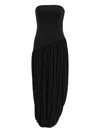 Ferragamo Asymmetric Ruched Bustier Midi Dress In Black