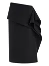 Ferragamo Asymmetric Skirt With Peplum Detail In Black