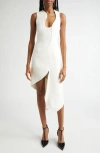 Ferragamo Asymmetric Sleeveless Stretch Crepe Dress In Mascarpone