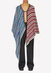 Ferragamo Striped Wool & Cashmere Knit Poncho In Multicolor