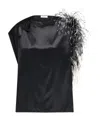 Ferragamo Asymmetrisches Oberteil Mit Federbesatz In Black