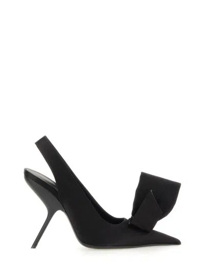 Ferragamo Asymmetrical Bow Sandal In Black