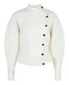 Ferragamo Asymmetrical Buttoned Wool-blend Cardigan In White