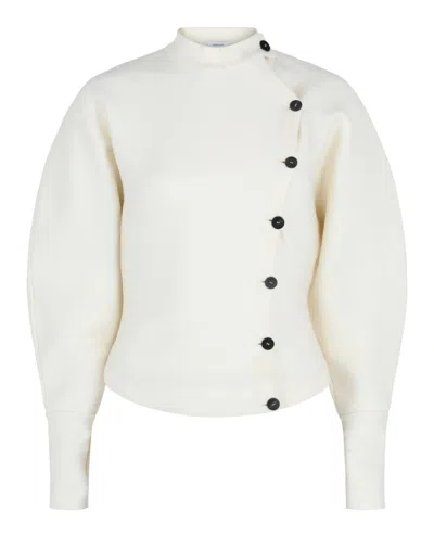 Ferragamo Asymmetrical Buttoned Cardigan In White