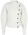 Ferragamo Asymmetrical Buttoned Wool-blend Cardigan In White