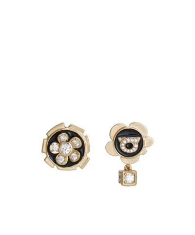 Ferragamo Asymmetrical Charm Gancini Earrings In Gold