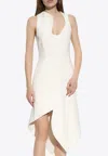 Ferragamo Asymmetric Sleeveless Stretch Crepe Dress