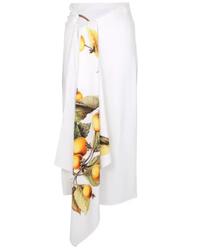 Ferragamo Asymmetrical Draped Skirt In White