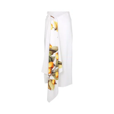 Pre-owned Ferragamo Asymmetrical Draped Skirt 'bone' | Cream | Women's Size 38 In White