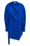 Ferragamo Draped One Shoulder Long Sleeve Dress In Blue
