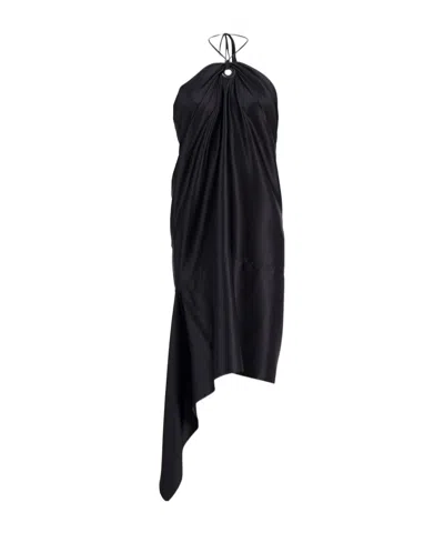 Ferragamo Asymmetrical Dress In Black