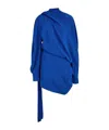 Ferragamo Draped One Shoulder Long Sleeve Dress In Blue
