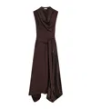 Ferragamo Viscose Stretch Cady Long Dress In Brown