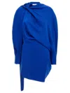 Ferragamo Draped One Shoulder Long Sleeve Dress
