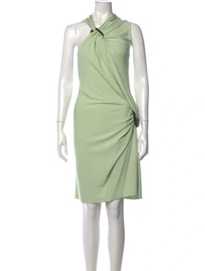 Pre-owned Ferragamo Asymmetrical Knee-length Dress W/ Tags In Green