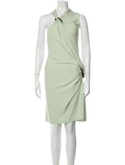 Pre-owned Ferragamo Asymmetrical Knee-length Dress W/ Tags In Green
