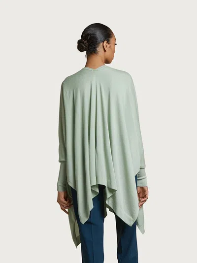 Ferragamo Asymmetrical Knit Poncho In Green