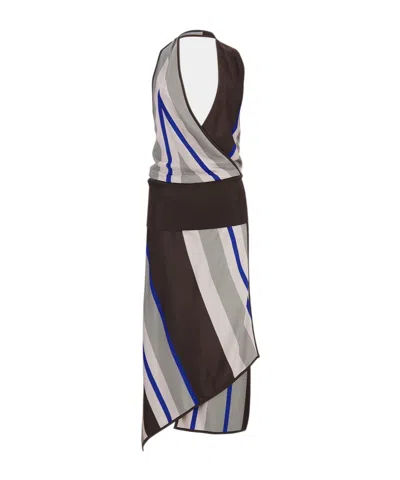 Ferragamo Asymmetrical Knitted Dress In Black