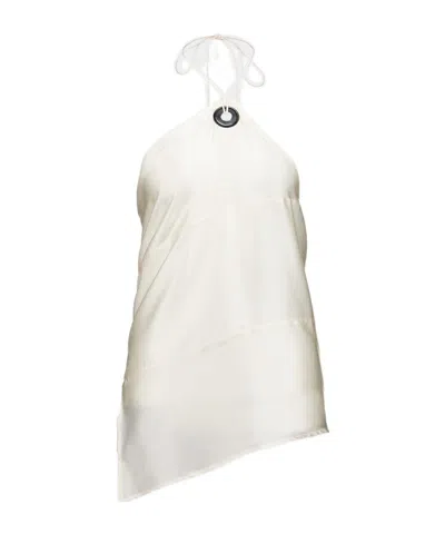 Ferragamo Salvatore  Halterneck Satin Top In White