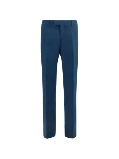 Ferragamo Asymmetrical-button Tailored Trousers In Blue