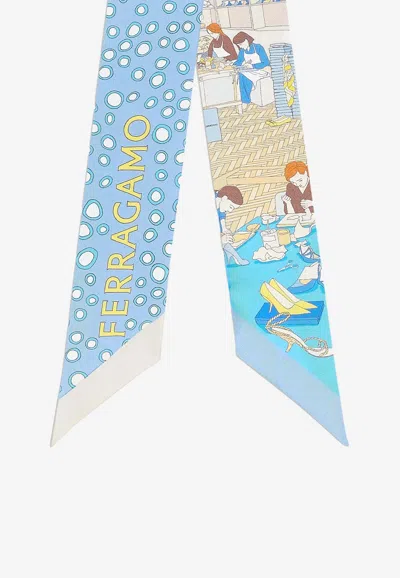 Ferragamo Atelier Print Silk Bandeau Scarf In Multicolor