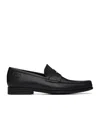 Ferragamo Round Toe Mini Gancini Buckle Loafers In Black