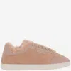 Ferragamo Athena Fur Sneakers In Pink