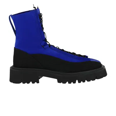 Pre-owned Ferragamo Atlante Combat Boot Extra Wide 'bluette' | Men's Size 9
