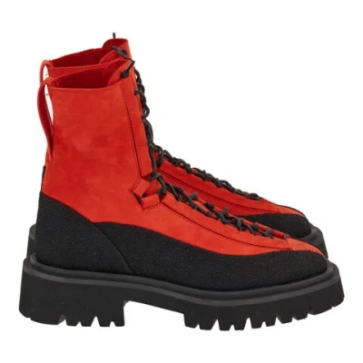 Ferragamo Atlante Hybrid Combat Boots In Red