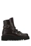 Ferragamo Aubergine Leather Elimo Ankle Boots