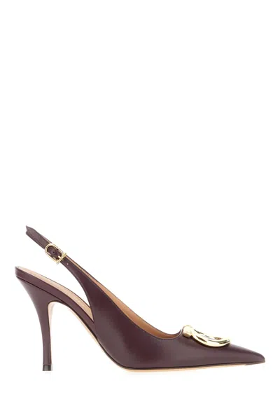 Ferragamo Aubergine Leather Pumps