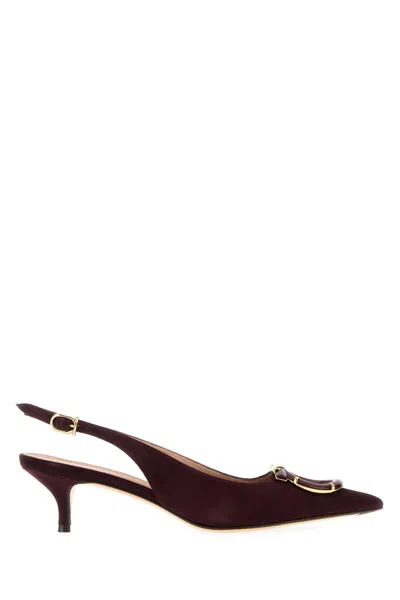 Ferragamo Aubergine Suede Sara 40 Pumps In Purple
