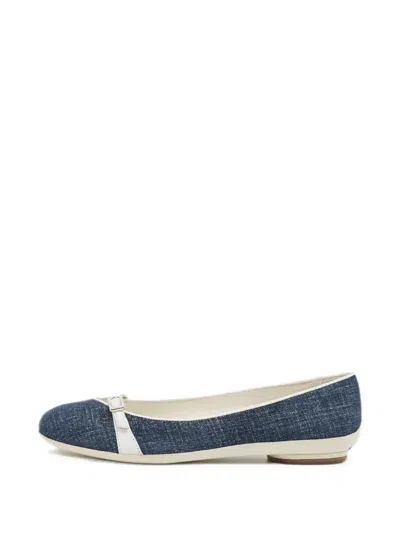 Pre-owned Ferragamo Audrey Buckle-detail Ballet Flats In Blue