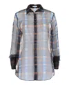 Ferragamo August Organza Check Button-front Shirt In Black