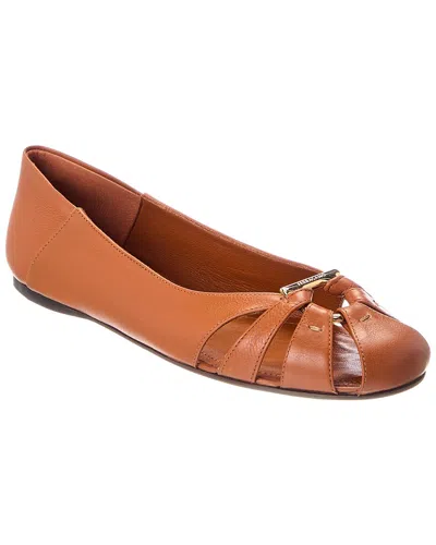 Ferragamo Aurelie Leather Ballet Flat In Brown
