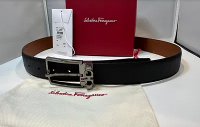 Pre-owned Ferragamo Authentic Adjustable Reversible Radica/black Salvatore  Belt