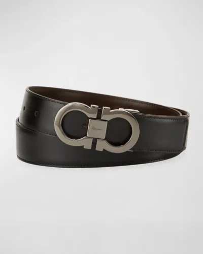 Pre-owned Ferragamo Authentic Salvatore  Mens Reversible Gancini Belt 464231 In Multicolor