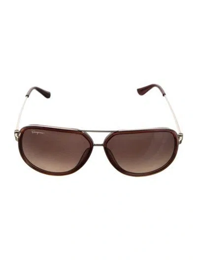 Pre-owned Ferragamo Aviator Gradient Sunglasses In Brown