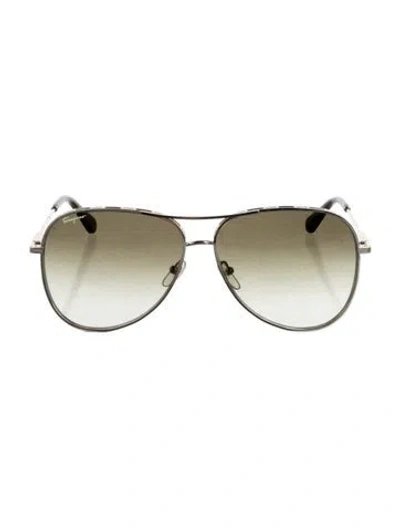 Pre-owned Ferragamo Aviator Gradient Sunglasses In Gold